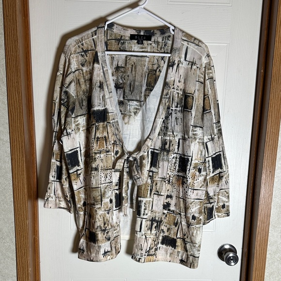 B.L.E.U. Artistic Beige and Black Cardigan - Picture 1 of 3
